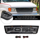 Black Front Bumper Grill Grille Fit Ford E150 E250 E350 2003-2007 With Led