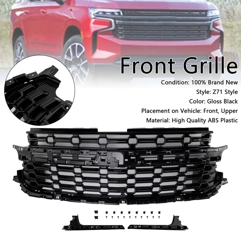Z71-Look Front Bumper Grille Fit Chevrolet Tahoe/Suburban 2021-2024 Black