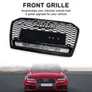 RS6 Style Honeycomb Mesh Front Grill Grille Fit Audi A6 S6 C7 2016-2018 Black