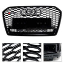 RS6 Style Honeycomb Mesh Front Grill Grille Fit Audi A6 S6 C7 2016-2018 Black