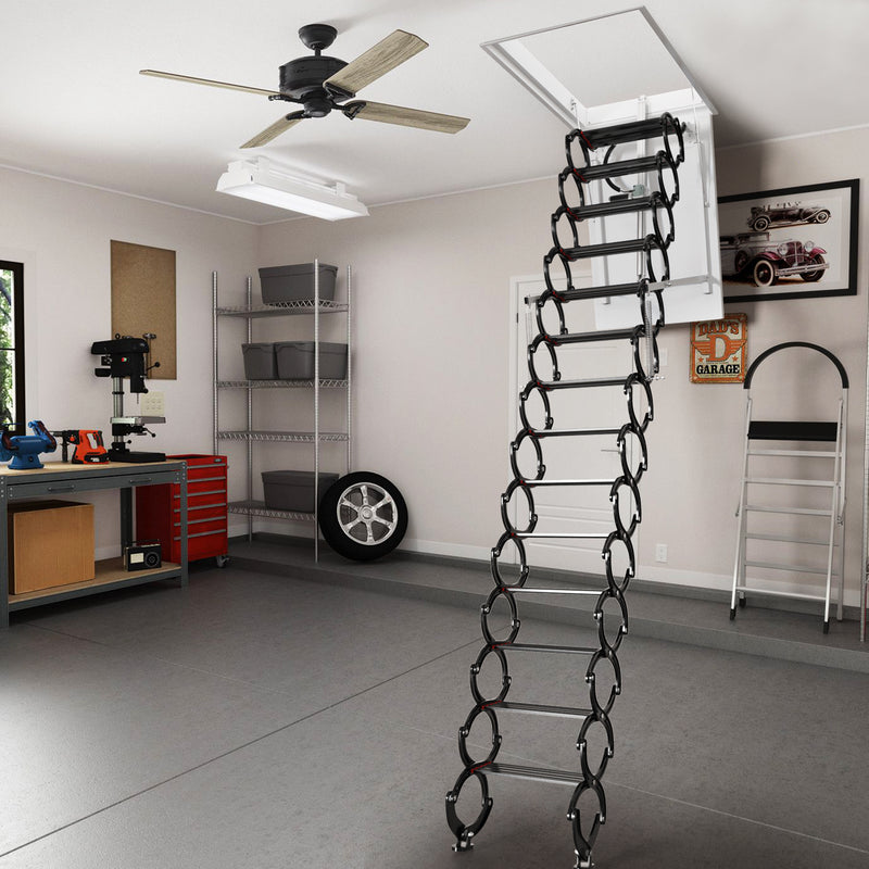 13 Steps Electirc Acctic Ladder Aluminum Folding 12-15ft Remote For Loft Home