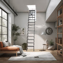 13 Steps Electirc Acctic Ladder Aluminum Folding 12-15ft Remote For Loft Home