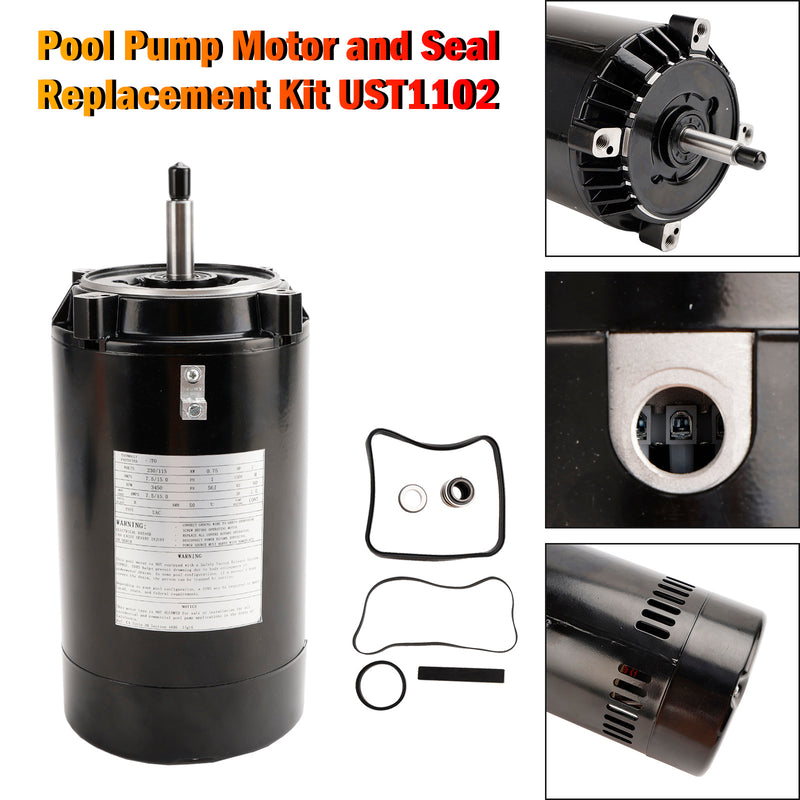 Pool Pump Motor and Seal Replacement Kit UST1102 For Hayward Max Flow Super Pump