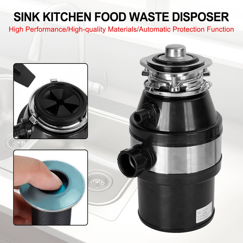 Garbage Disposal 3/4 HP 2800 RPM Under Sink Kitchen Food Waste Disposer w/ Plug