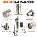 3" 48V 750W MPPT Screw Solar Bore Pump Submersible Deep Well Hole Steel