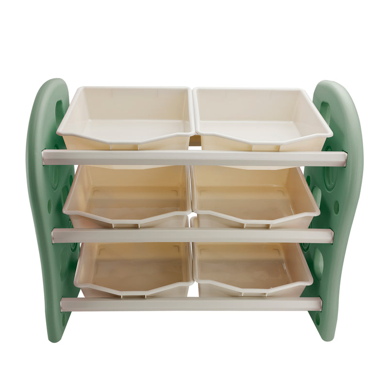 Kids Toy Storage Organizer With 6 Plastic Storage Bins Plastic Toy Rack Green