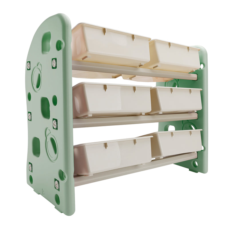 Kids Toy Storage Organizer With 6 Plastic Storage Bins Plastic Toy Rack Green