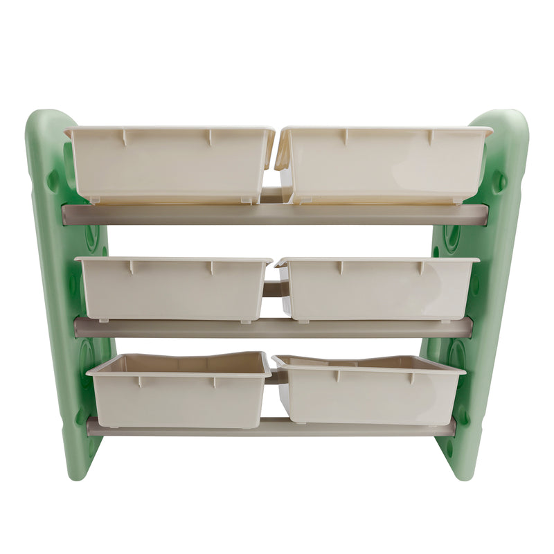 Kids Toy Storage Organizer With 6 Plastic Storage Bins Plastic Toy Rack Green