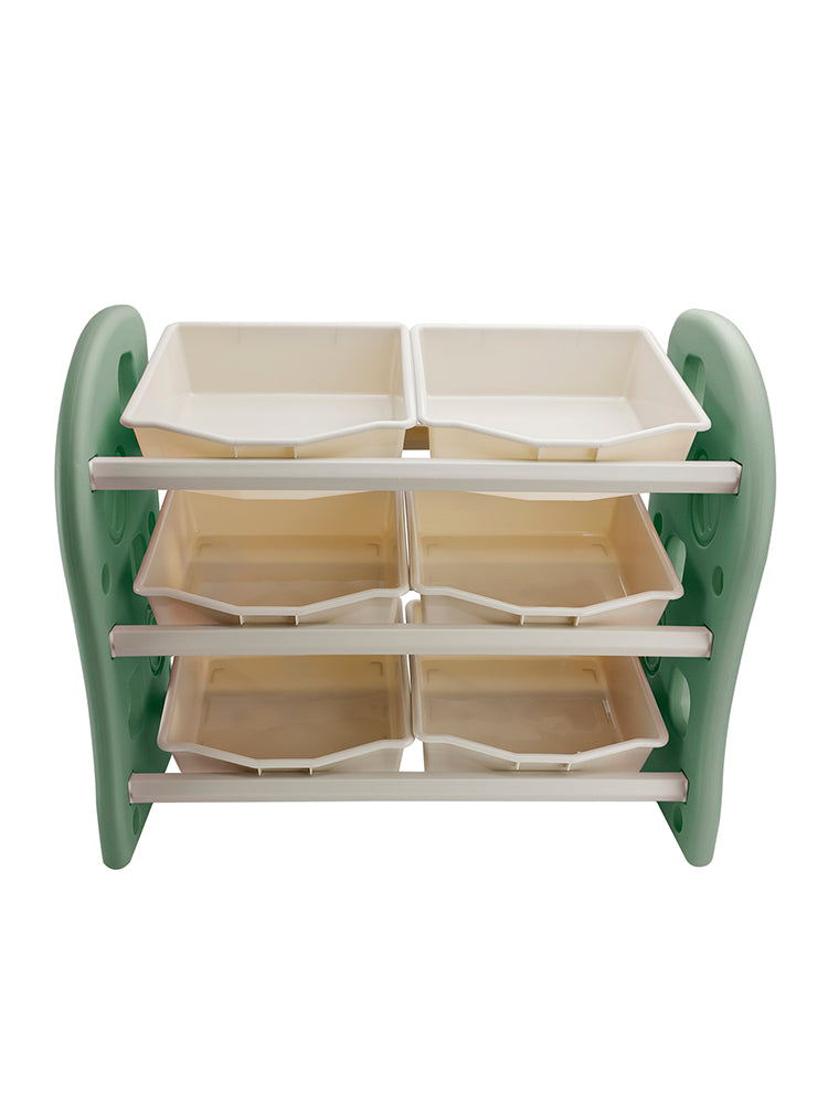 Kids Toy Storage Organizer With 6 Plastic Storage Bins Plastic Toy Rack Green