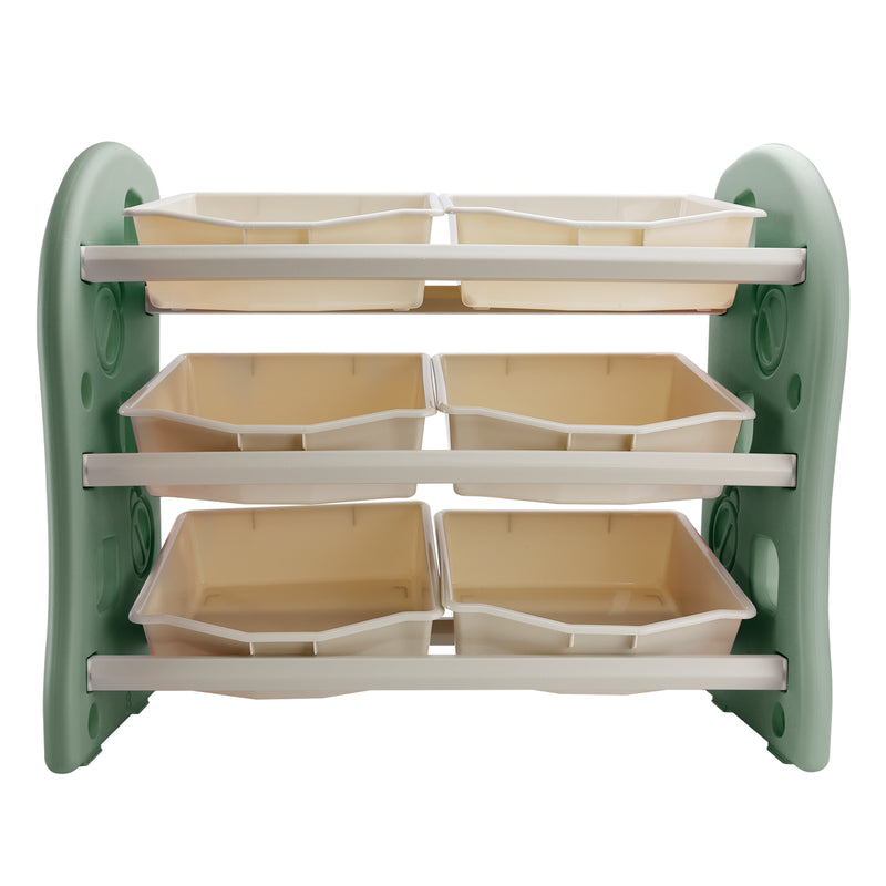 Kids Toy Storage Organizer With 6 Plastic Storage Bins Plastic Toy Rack Green