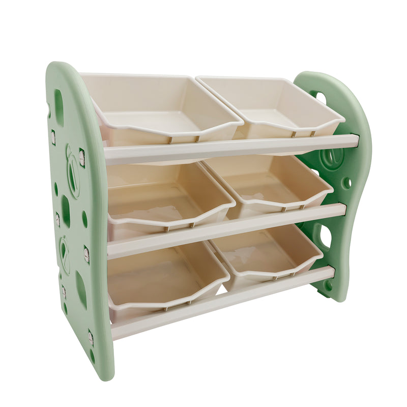 Kids Toy Storage Organizer With 6 Plastic Storage Bins Plastic Toy Rack Green