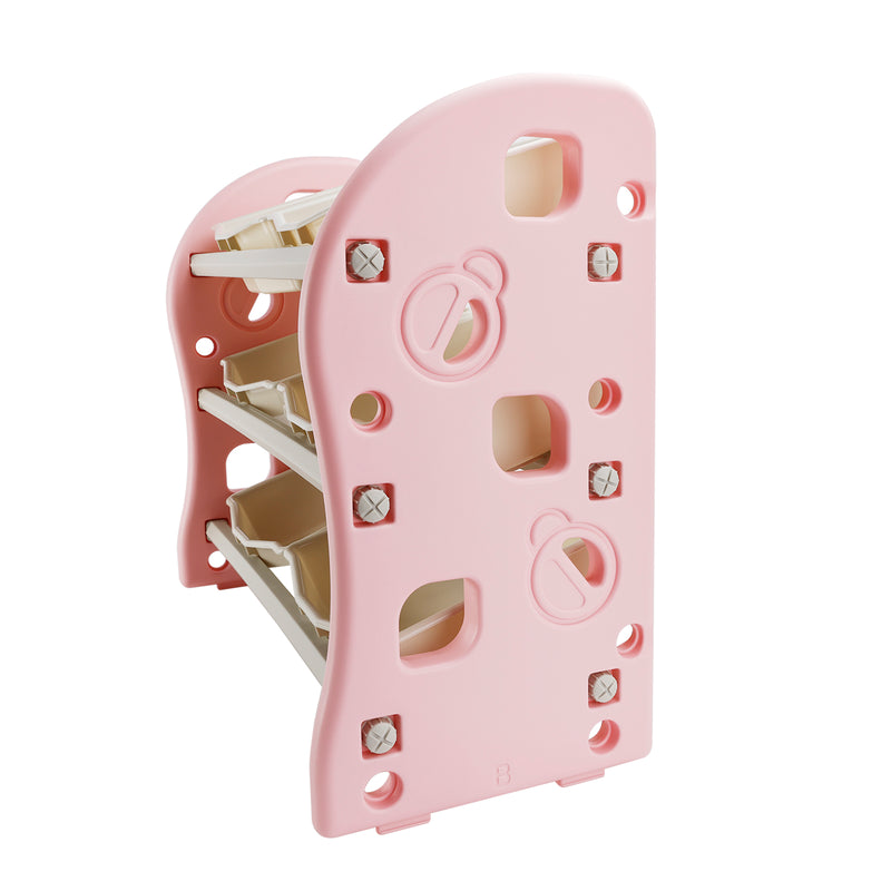 Kids Toy Storage Organizer With 6 Plastic Storage Bins Plastic Toy Rack Pink