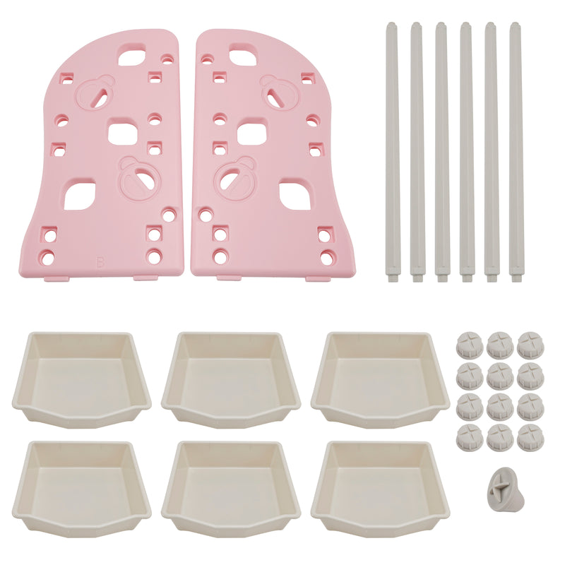 Kids Toy Storage Organizer With 6 Plastic Storage Bins Plastic Toy Rack Pink