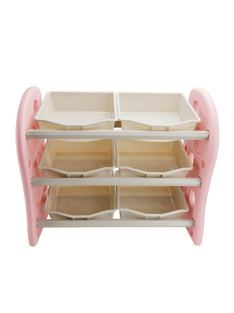 Kids Toy Storage Organizer With 6 Plastic Storage Bins Plastic Toy Rack Pink