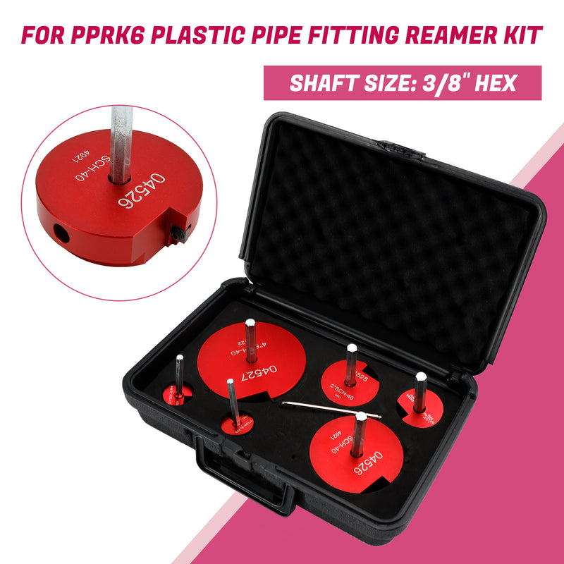 04529 For PPRK6 Plastic Pipe Fitting Reamer 6 Piece Kit For1/2" Drills