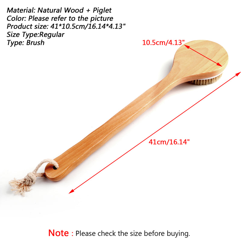 Bath Brush Shower Body Back SPA Premium Natural Boar Bristle Long Handle Wooden