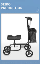 Foldable Knee Scooter Steerable Leg Walker W/Basket Adjusted Height Walking Aid