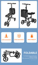 Foldable Knee Scooter Steerable Leg Walker W/Basket Adjusted Height Walking Aid