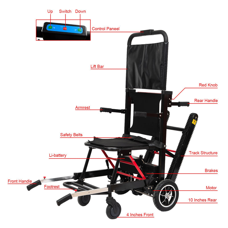 Large Wheel Motorized Climbing Wheelchair Stair Lifting Chair Elevator Disabled Generic
