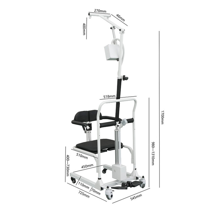 180° Split Seat Electric Transfer Chair Patient Lift (4 in 1) for Home 330 lbs Load-Bearing for Elderly Disabled Handicapped  Full Body Sling Portable