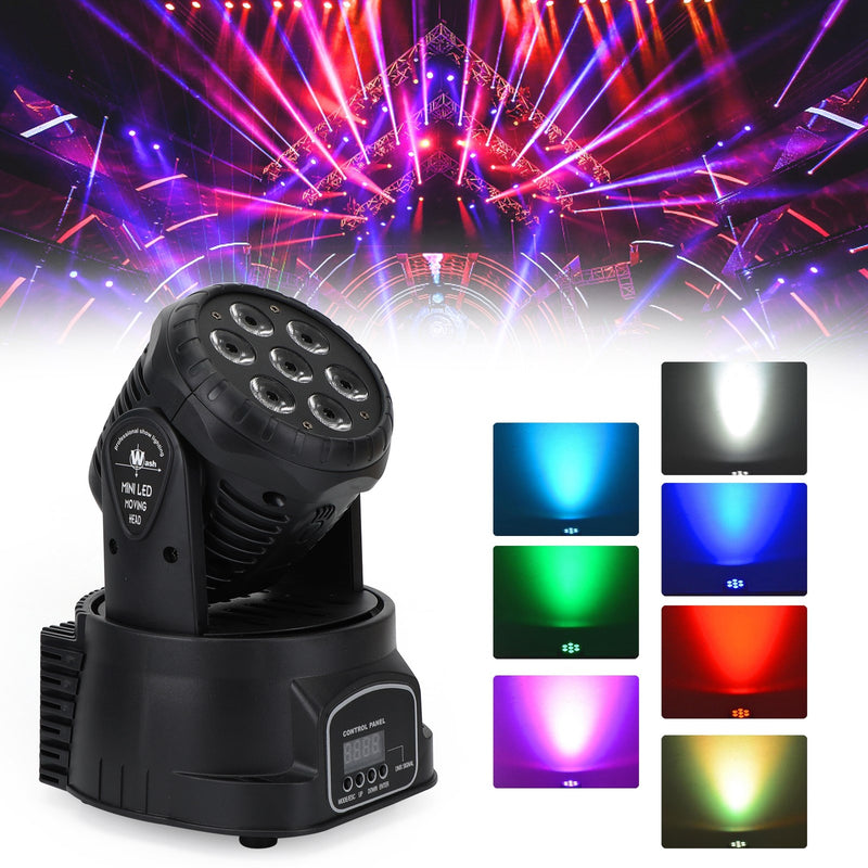 DJ Disco Stage Party Lighting 7 x10W Moving Head Stage Light 70W 7 LED RGBW DMX