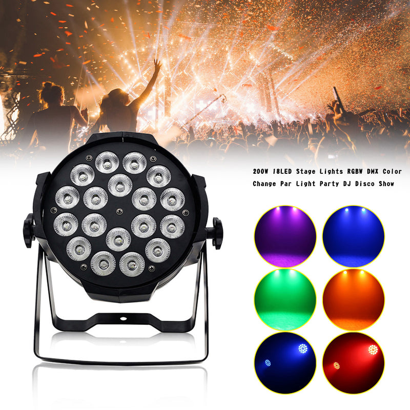 DJ Disco Show 200W 18LED Stage Lights RGBW DMX Color Change Par Light Party