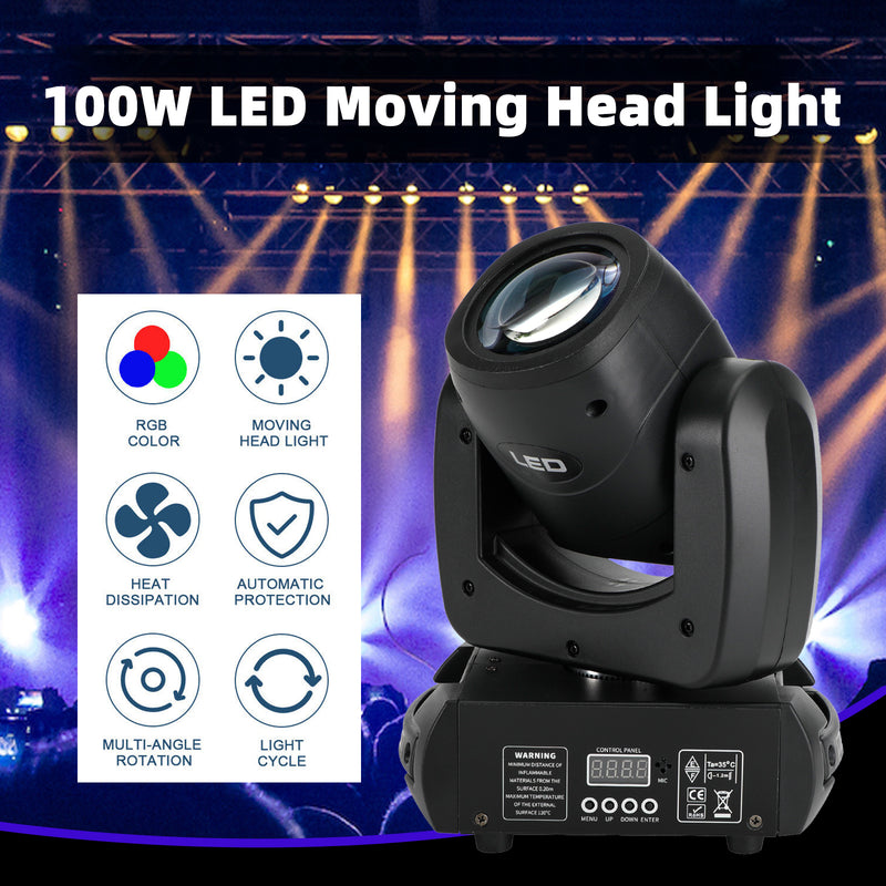 Party Disco DJ Light 100W 8Prism LED Beam Gobo Moving Head Stage Lighting DMX