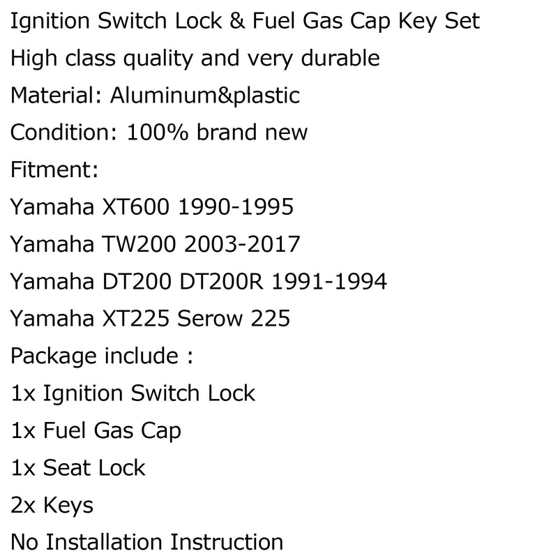 Fuel Gas Tank Cap Key For Yamaha XT660 XT660R XT660X 2004-2011/2014 SCR950 2017 Generic