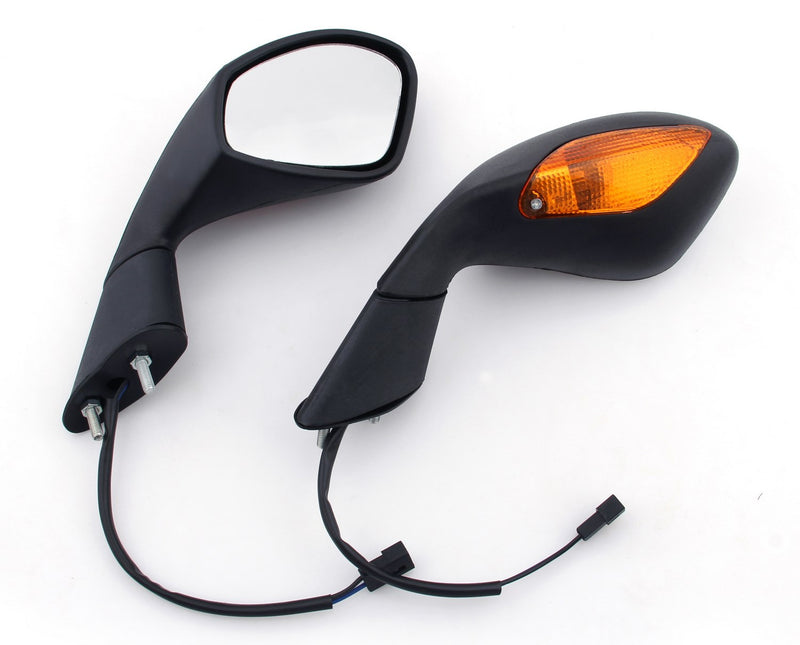 Pair Rear View Mirrors with Turn Signal For Aprilia RSV 1000 RSV1000 2004-2008