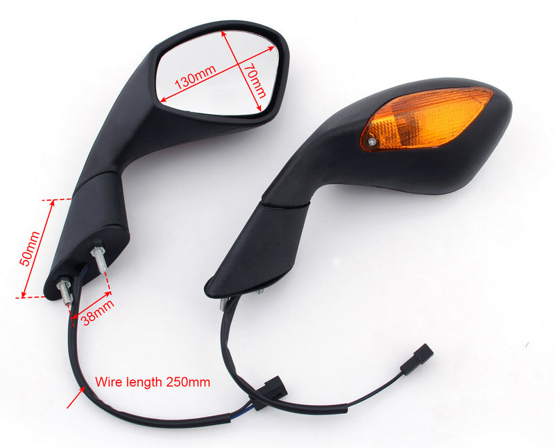 Pair Rear View Mirrors with Turn Signal For Aprilia RSV 1000 RSV1000 2004-2008