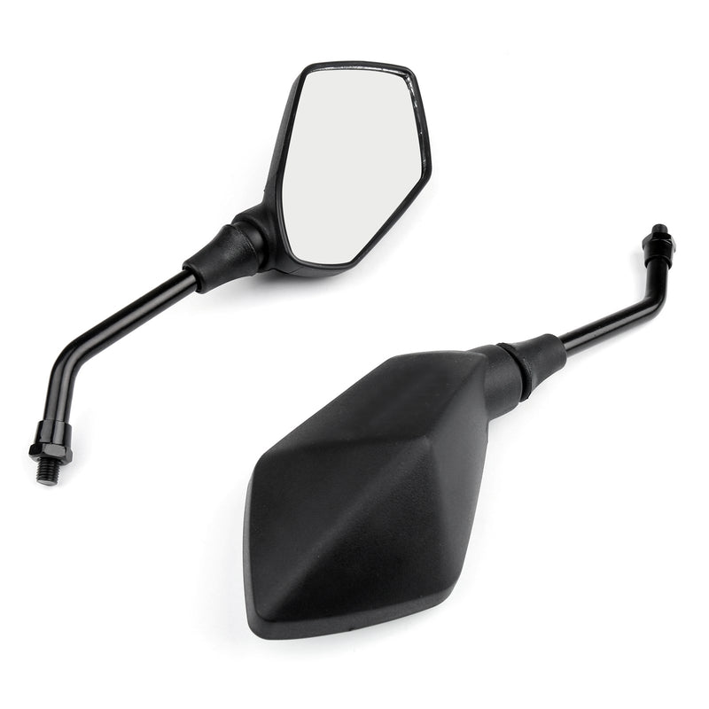 Motorcycle 10mm Black Rear View Side Mirrors For Honda Suzuki Kawasaki Generic