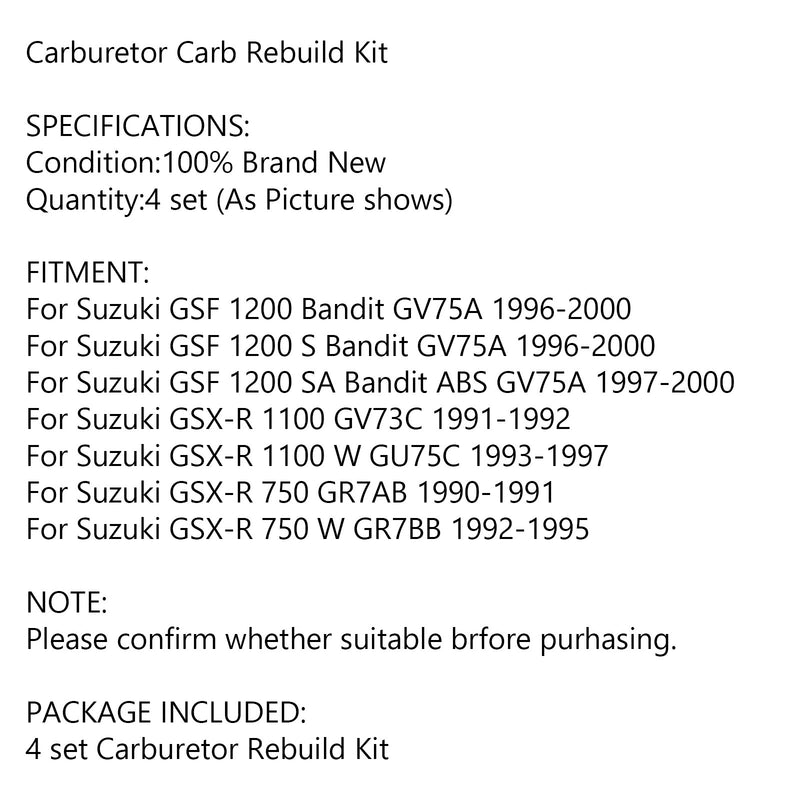 Carburetor Rebuild Repair Kit for Suzuki GSF 1200 Bandit GSXR 1100 750 Carb Generic