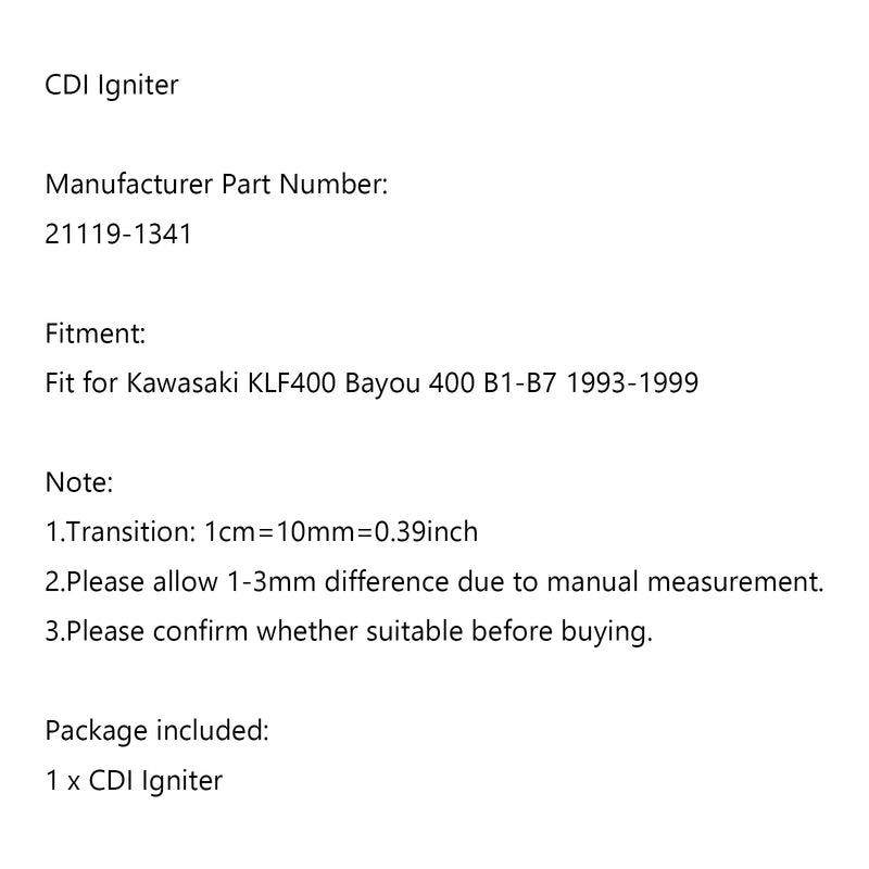 CDI Igniter fit for Kawasaki KLF400 Bayou 400 B1-B7 1993-1999 21119-1341 Generic