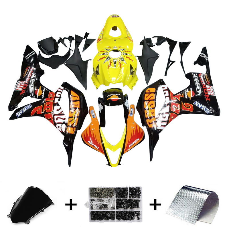 Fairings 2007-2008 Honda CBR 600 RR Yellow Black Valentino Rossi Racing Generic