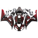 For CBR1000RR 2006-2007 Bodywork Fairing Black & Red Flame ABS Injection Molded Plastics Set Generic