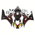 For CBR1000RR 2006-2007 Bodywork Fairing Black & Red Flame ABS Injection Molded Plastics Set Generic