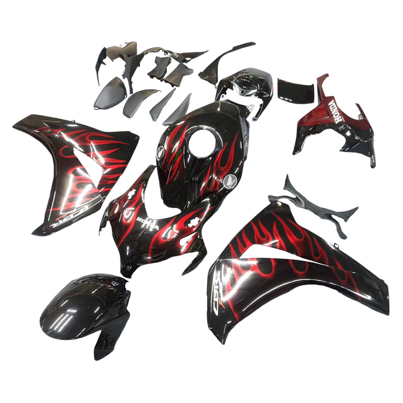 Fairings 2008-2011 Honda CBR 1000 RR Black & Cherry Red Flame  Generic