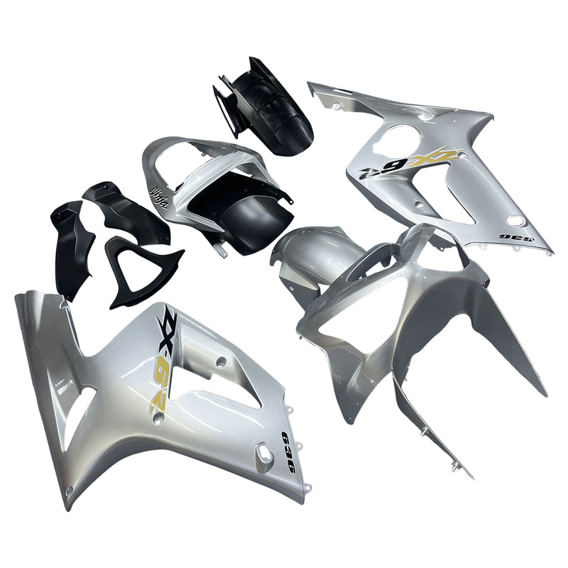 Fairings 2003-2004 Kawasaki ZX6R 636 Silver Ninja Racing Generic