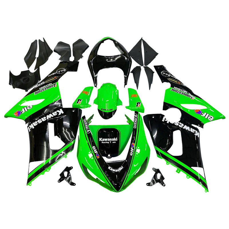 Fairings 2005-2006 Kawasaki ZX6R 636 Green Black Kawasaki  Generic