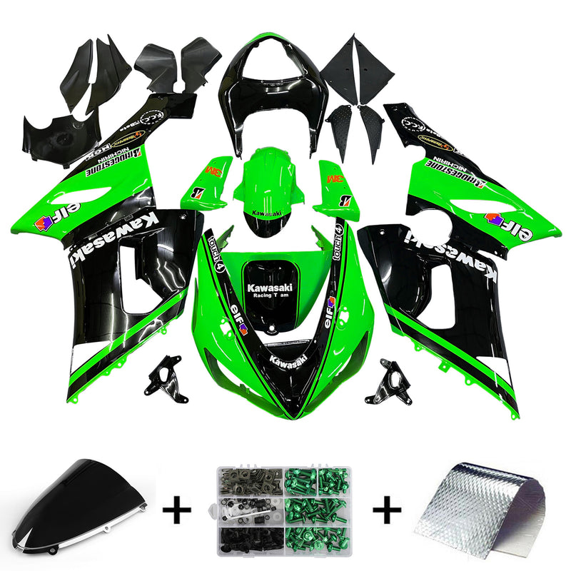 Fairings 2005-2006 Kawasaki ZX6R 636 Green Black Kawasaki  Generic