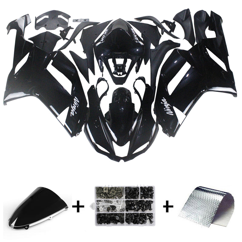 Fairings 2007-2008 Kawasaki ZX6R ZX636 Black Ninja Racing Generic