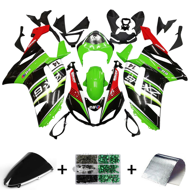 Amotopart Kawasaki ZX6R 636 2007-2008 Fairing Kit Bodywork Plastic ABS