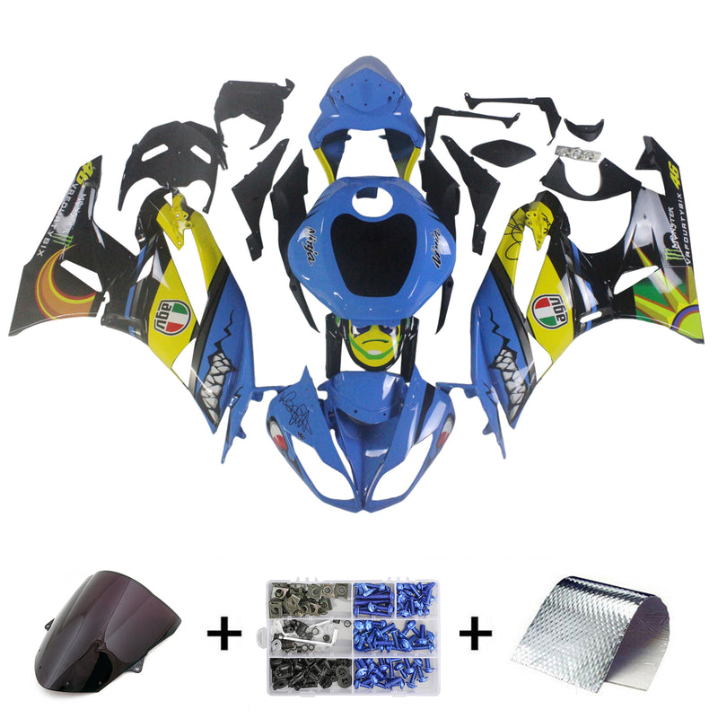 Amotopart Kawasaki ZX6R 636 2009-2012 Fairing Kit Bodywork Plastic ABS