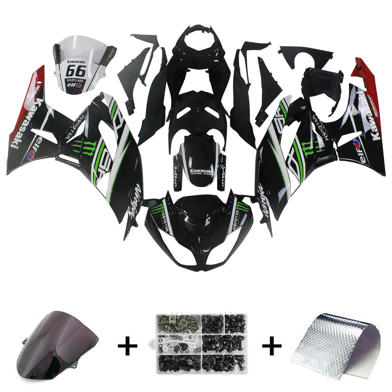 Amotopart Kawasaki ZX6R 636 2009-2012 Fairing Kit Bodywork Plastic ABS