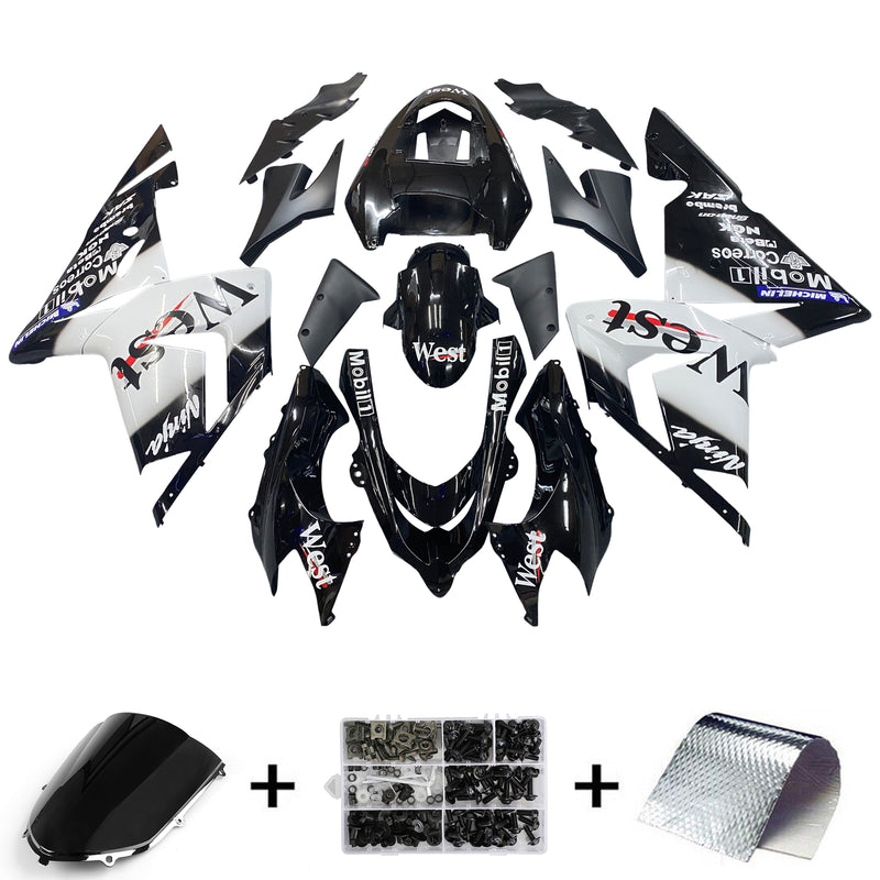 Fairings 2004-2005 Kawasaki ZX 10R Black White West Ninja  Generic