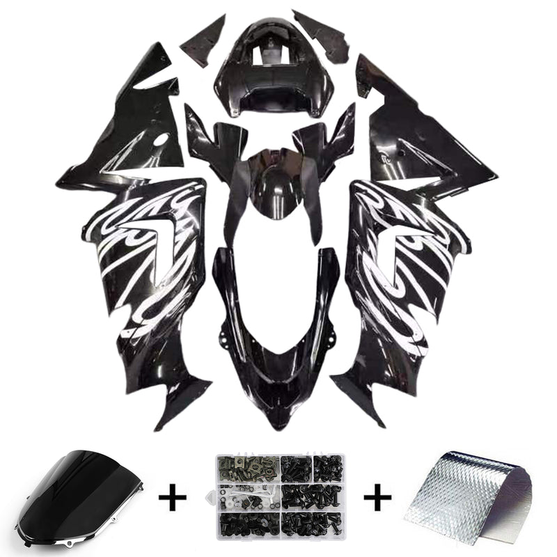 Fairings 2004-2005 Kawasaki ZX 10R Black & Silver Flame Ninja  Generic