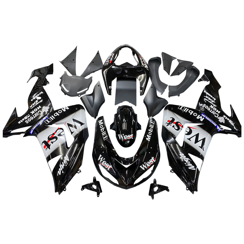 Fairings 2006-2007 Kawasaki ZX 10R Black White West Racing Generic