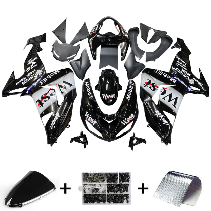 Fairings 2006-2007 Kawasaki ZX 10R Black White West Racing Generic