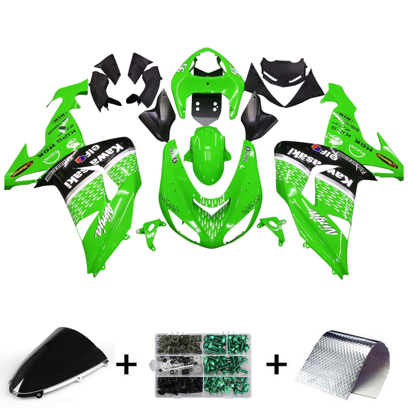 Fairings 2006-2007 Kawasaki ZX 10R Green Black No.56 Nakano Racing Generic