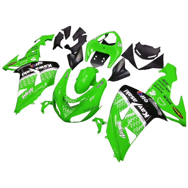 Fairings 2006-2007 Kawasaki ZX 10R Green Black No.56 Nakano  Generic